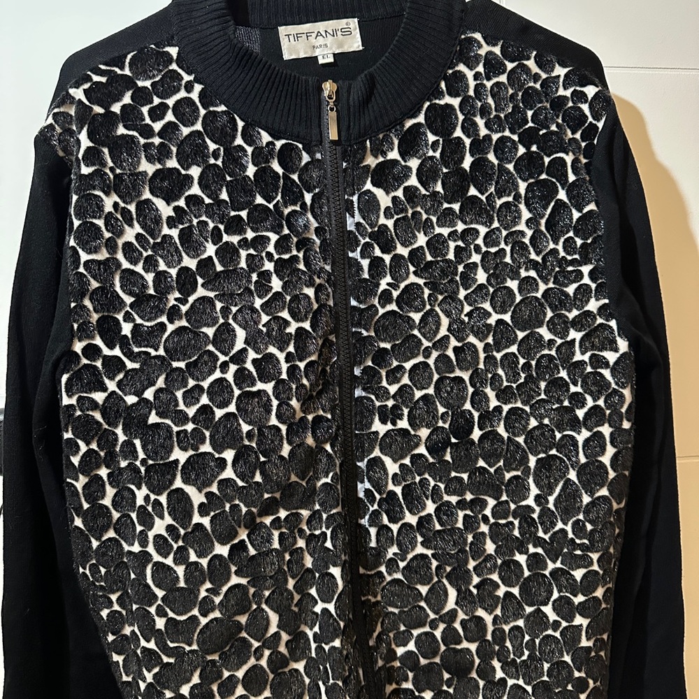 Black and White Patterned Bomber Jacket